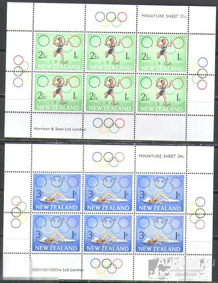 М4056 ✅ Спорт Олимпиада Олимпийские игры 1968 Новая Зеландия 2м/л ** 35МЕ