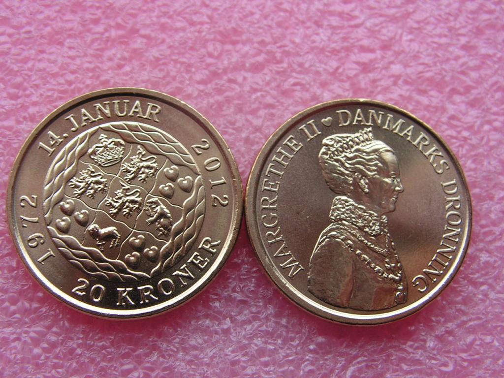 Дания 20 крон 2012 на троне 40 лет unc