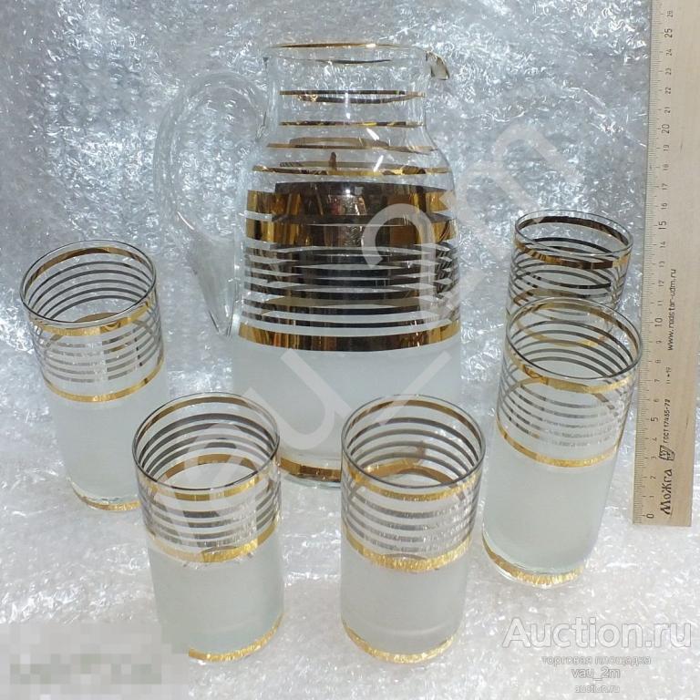 Графин штоф кувшин и пять стаканов стопок СССР 