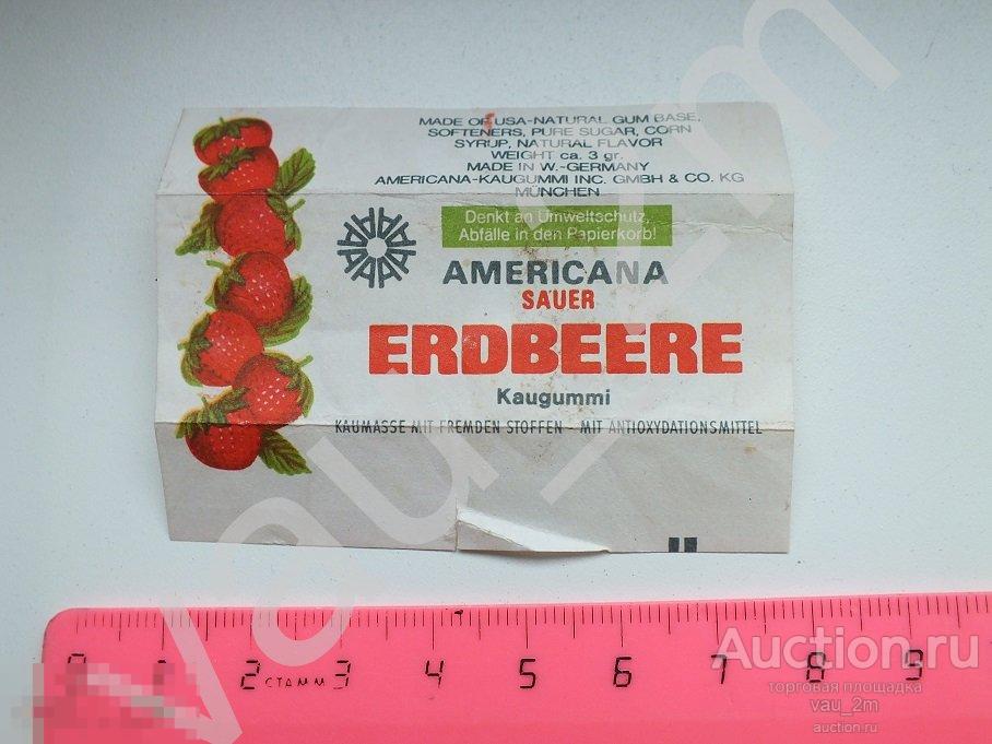 Americana sauer erdbeere обертка этикетка фантик от жвачки Германия 