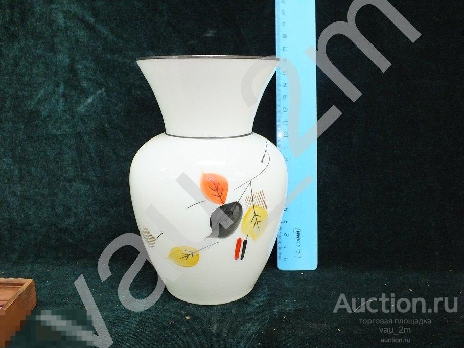 Ваза вазочка двухслойное стекло, роспись. Времен СССР 