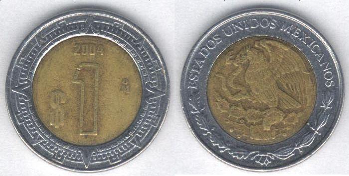 Монета Мексика 1 песо 2004 г. VF