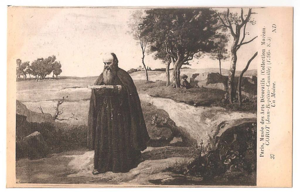 Старинная открытка - Монах - художник Камиль Коро - Франция Нач. ХХ в. | живопись