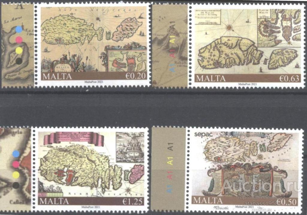 Мальта Чистые марки История, Исторические карты  2021