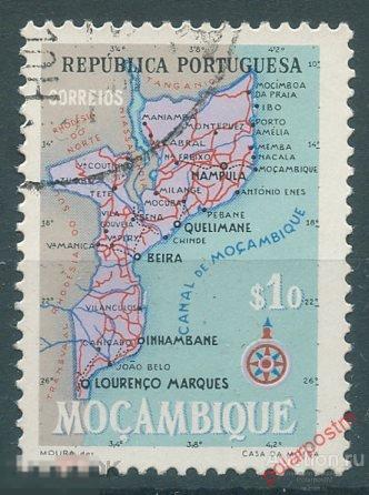 Y85 МОЗАМБИК 1954 441 Карта Мозамбика. География. Путешествия 