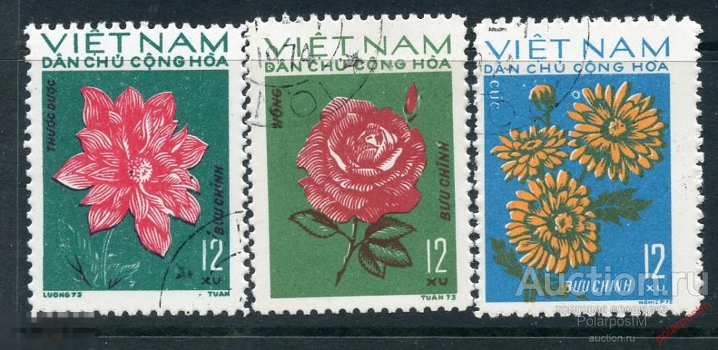ВЬЕТНАМ СЕВЕРНЫЙ 1974 756-758 Цветы. Флора. Розы 