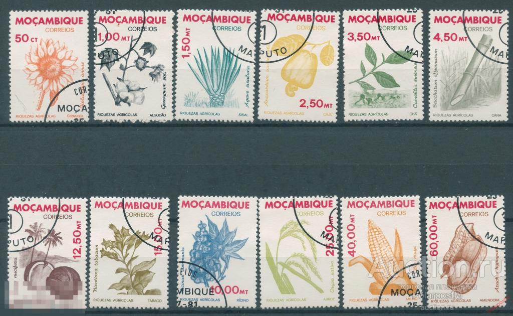 Y85 МОЗАМБИК 1981 828-839 Сельскохозяйственные культуры. Флора. Растения. Цветы. Овощи. Фрукты 