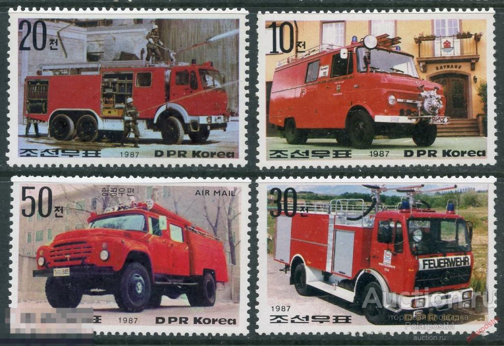 MS30 КНДР (СЕВЕРНАЯ КОРЕЯ) 1987 2817-2820 Пожарные машины. Автомобили. Траспорт 