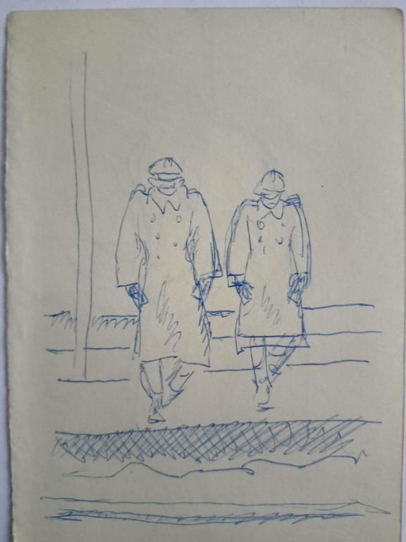 Сойфертис Л.В. (1911-1996)  Двое идущих по улице и съежившихся от холода