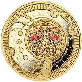 Камерун 500 франков 2018 Знаки зодиака Близнецы позолота Серебро Пруф