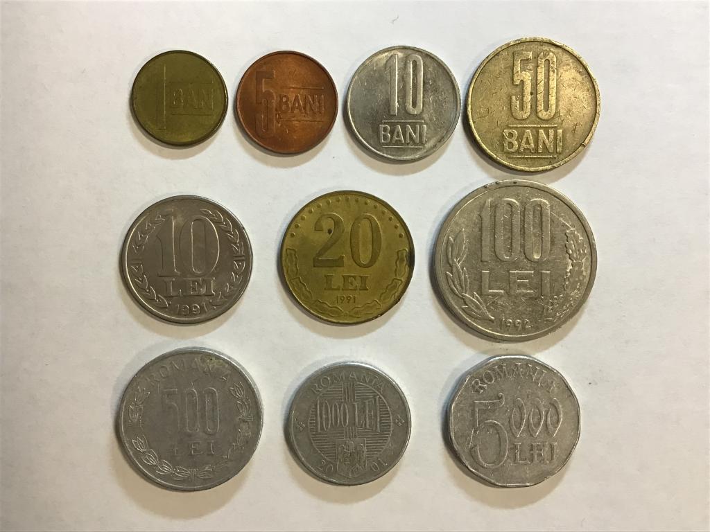 Румыния. Набор монет. 10 монет (современные и предыдущий выпуск).