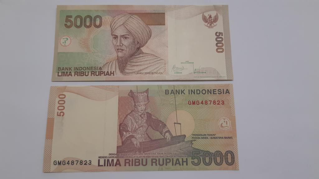 Купюра Банкнота Индонезия 5000  рупий 2015 Ф102 Пресс UNC ОПТ БАНКНОТ
