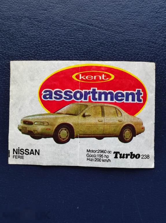 Вкладыш Turbo kent N° 238 NISSAN Турбо bubble gum жевательная резинка фантик