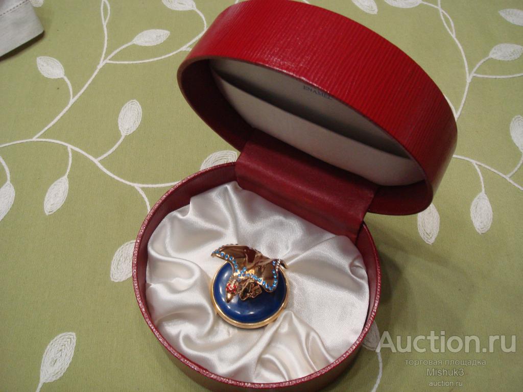 Винтажная круглая шкатулка с фигуркой орла. Футляр. 2003 год, Китай