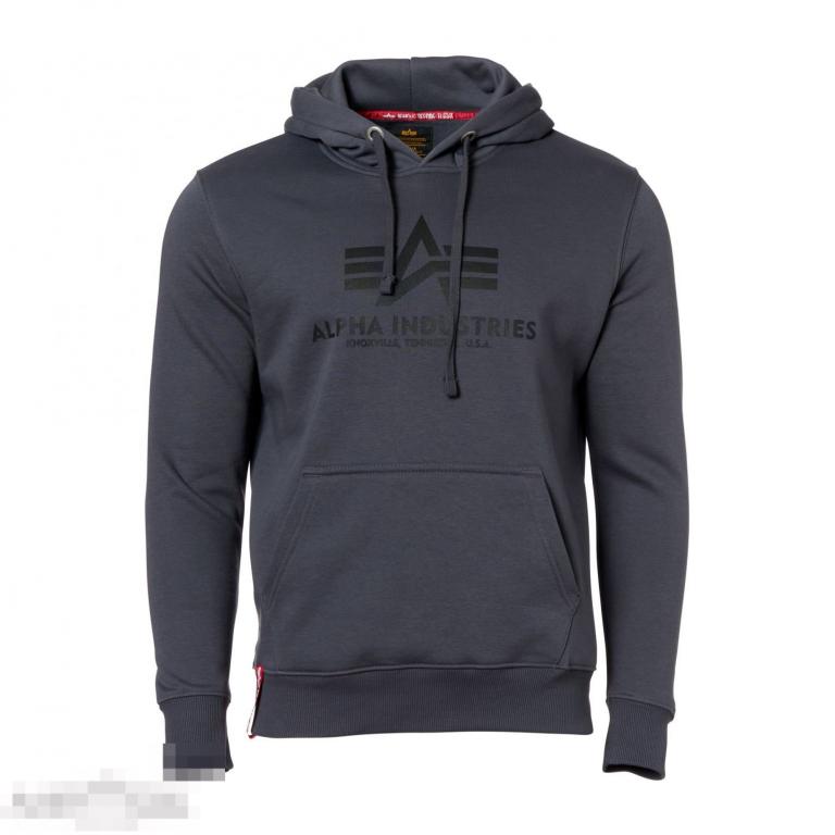 Пуловер Alpha Industries Pullover Basic Hoodie grey black / black /// Размер: M --- Арт. 70669 