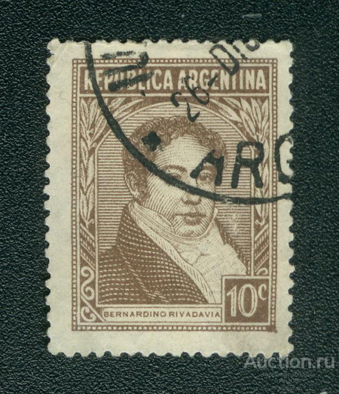 1939 г. Аргентина - Бернардино Ривадавия, политик (0948f)