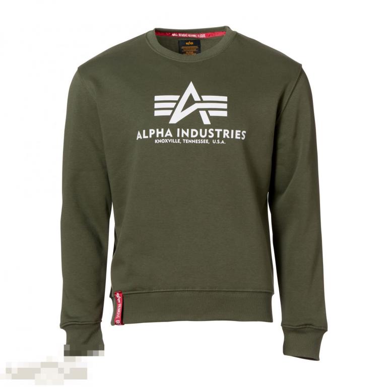 Пуловер Alpha Industries Pullover Basic Sweater dark olive /// Размер: M --- Арт. 70657 