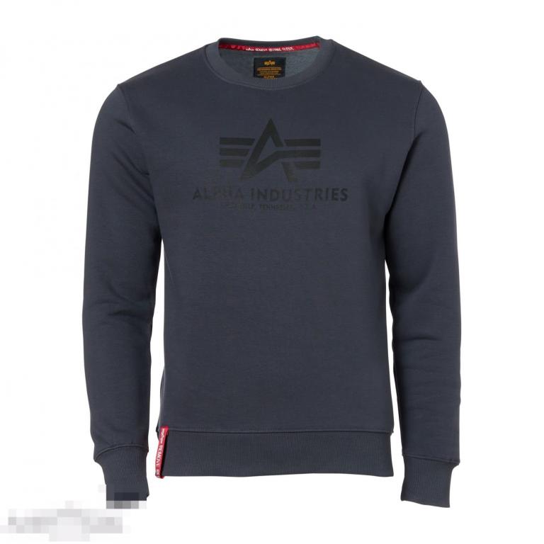 Пуловер Alpha Industries Pullover Basic Sweater grey black / black /// Размер: M --- Арт. 70655 