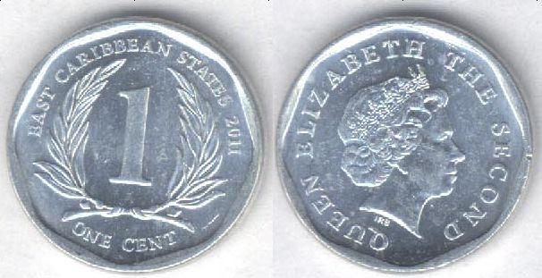 Монета Восточно-Карибские Штаты (Восточные Карибы) 1 цент 2011 г. XF+