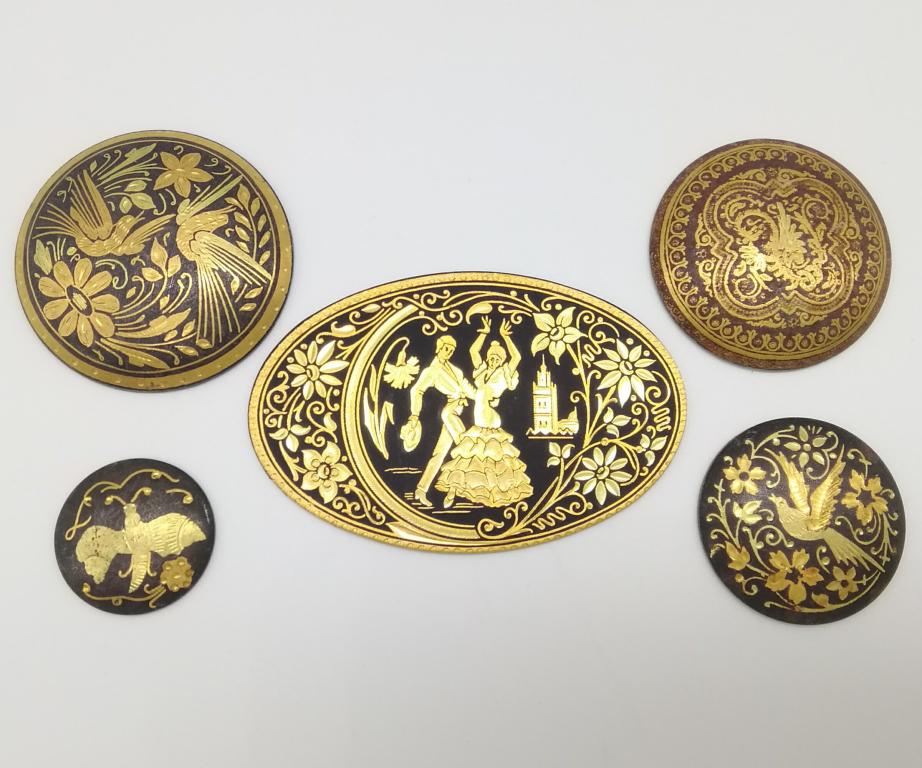 Антикварные Накладки Вороненая Сталь, Золочение