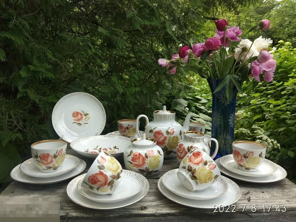 Сервиз чайный, ЛФЗ, "Букет чайных роз", Лебединская, 68г..6/ 22 