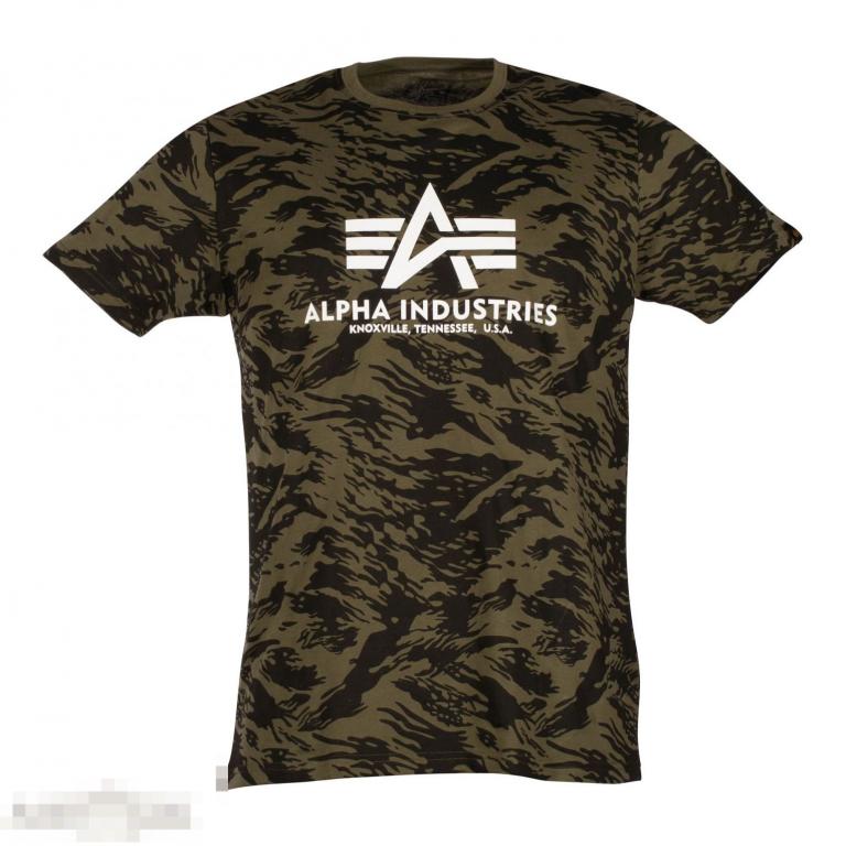 Футболка Alpha Industries T-Shirt Basic camo brushstroke green /// Размер: XL --- Арт. 79475 