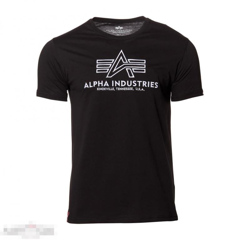 Футболка Alpha Industries T-Shirt Basic Embroidery black/white /// Размер: XL --- Арт. 70638 