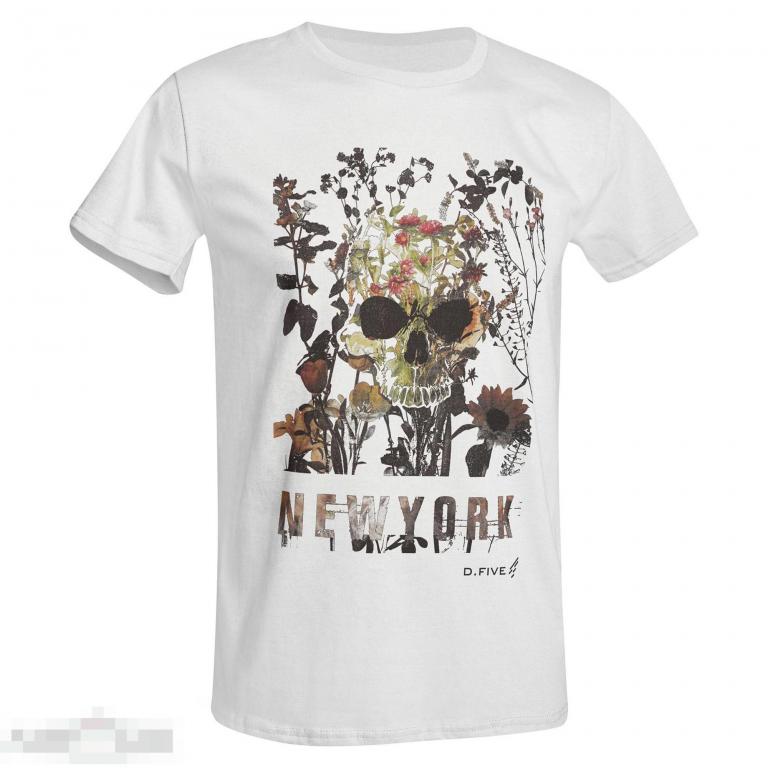 Футболка Defcon 5 T-Shirt Chest Skull Flowers weiss /// Размер: M --- Арт. 70794 