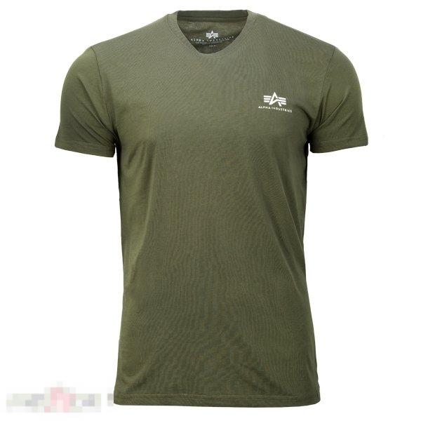 Футболка Alpha Industries Basic Small Logo, цвет темно-оливковый /// Размер: XXL --- Арт. 16994 