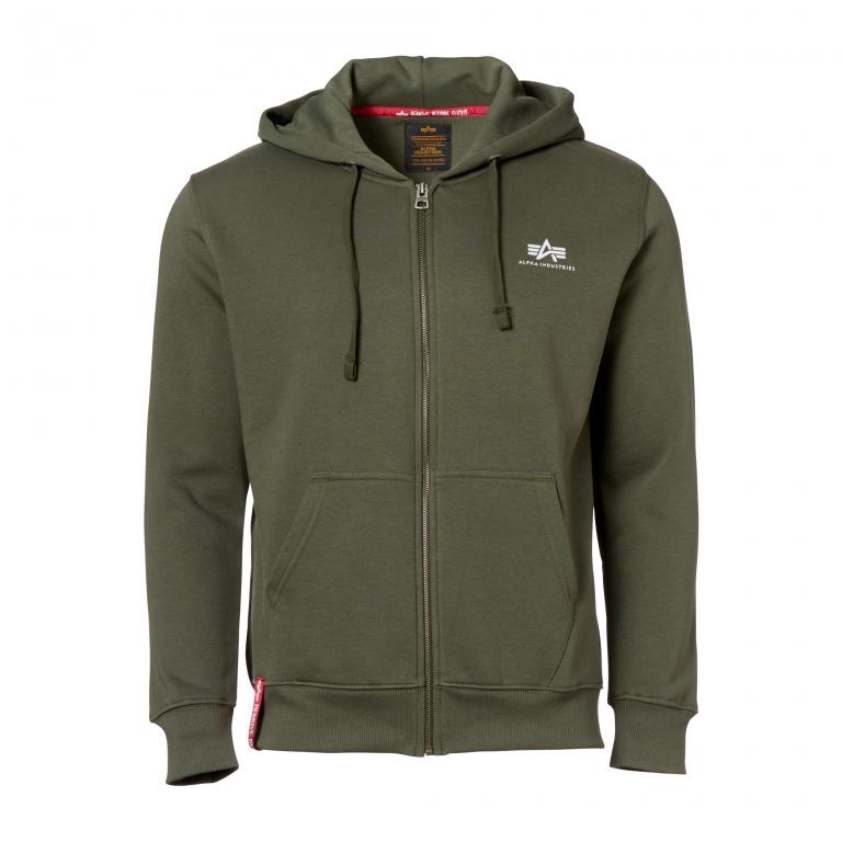 Пуловер Alpha Industries Pullover Basic Zip Hoodie SL dark olive