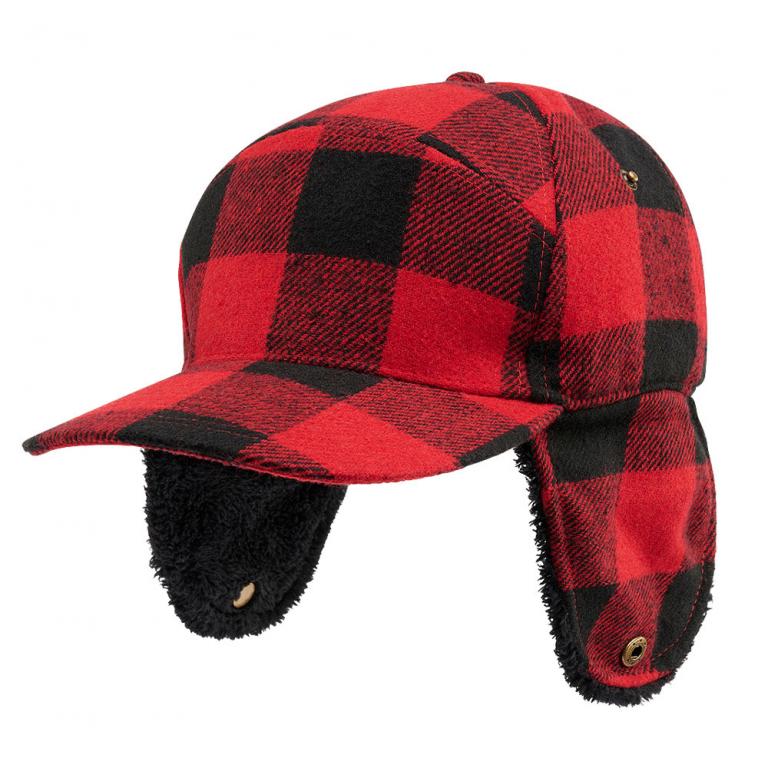 Шапка лесоруба зимняя Brandit Mutze Lumberjacket Wintercap rot schwarz