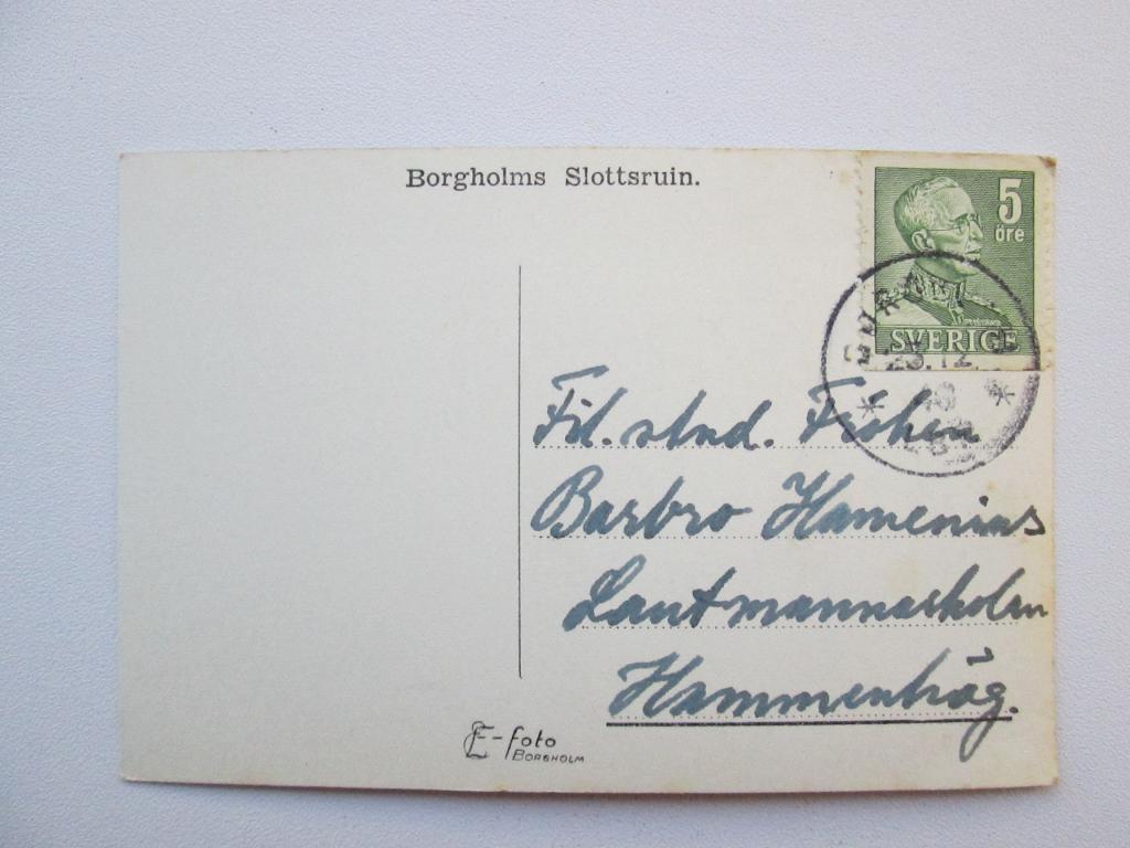 Borgholm,Швеция.Почтовый штемпель 23 декабря 1940 года.