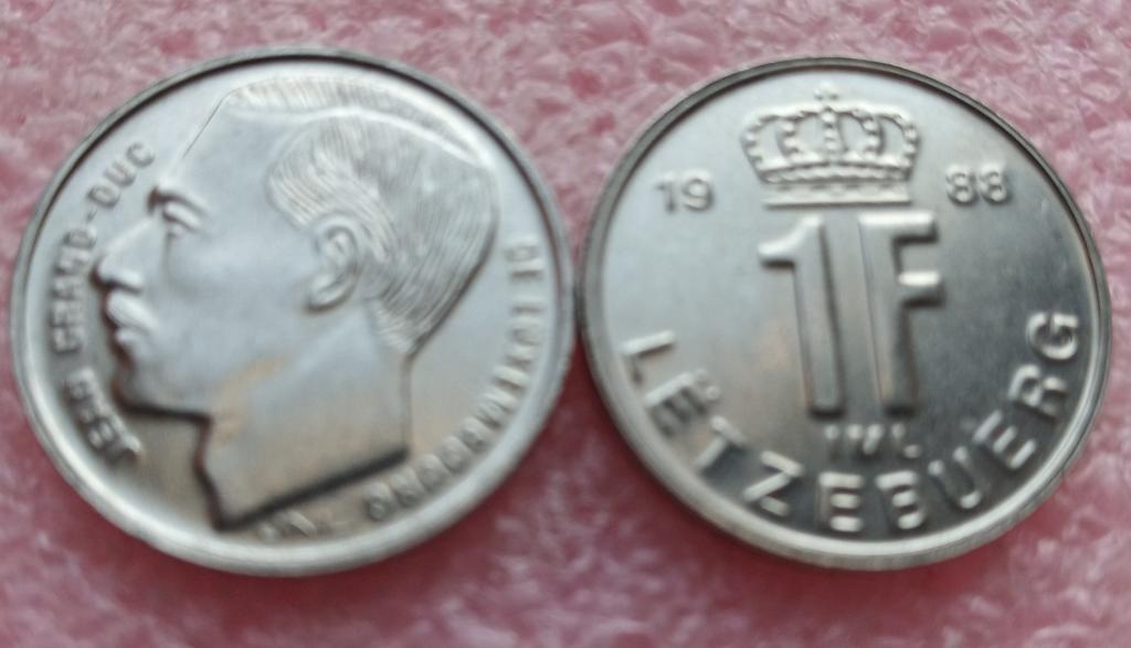 Люксембург 1 франк 1988 unc-aunc