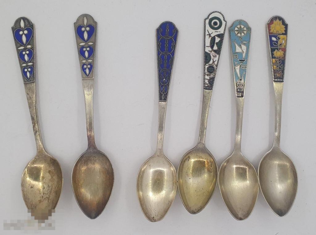 ▃ ЛЭ ▃ Ложка чайная СССР серебро  эмаль ▃ ЛЭ * 103 ▃