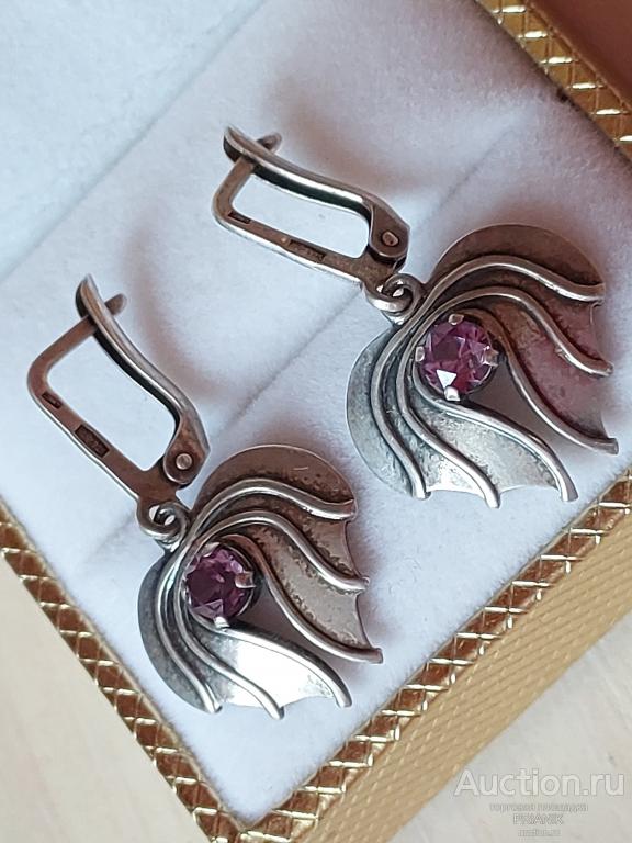 СЕРЬГИ  СЕРЕБРО звезда 925 проба камень