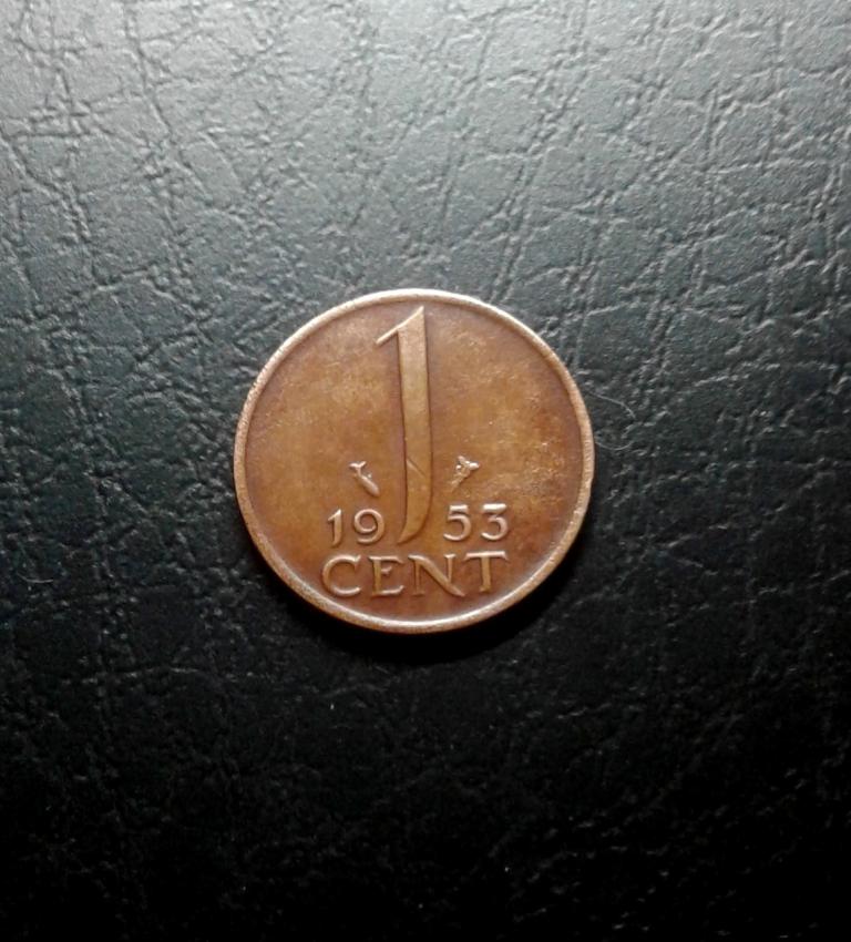 1 цент, 1953 г.  Нидерланды , Королева Юлиана (отличное состояние) (1Б61)