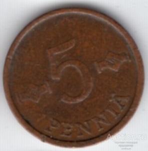 Финляндия 5 пенни 1972 года
