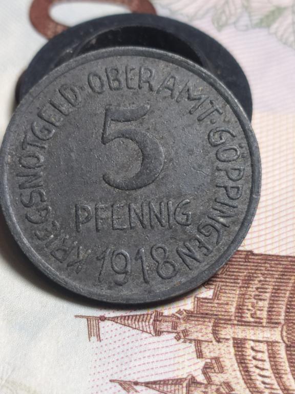 Германия нотгельд 5 пфеннинг 1918 город Goppingen