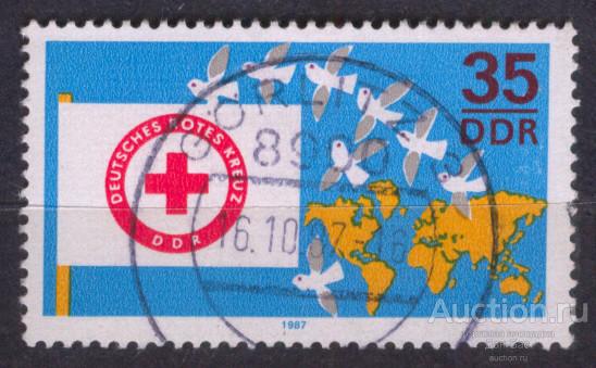 Германия ГДР 1987  КРАСНЫЙ КРЕСТ  фауна ПТИЦЫ