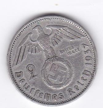 Германия 2 рейхсмарки 1937 А Пауль фон Гинденбург
