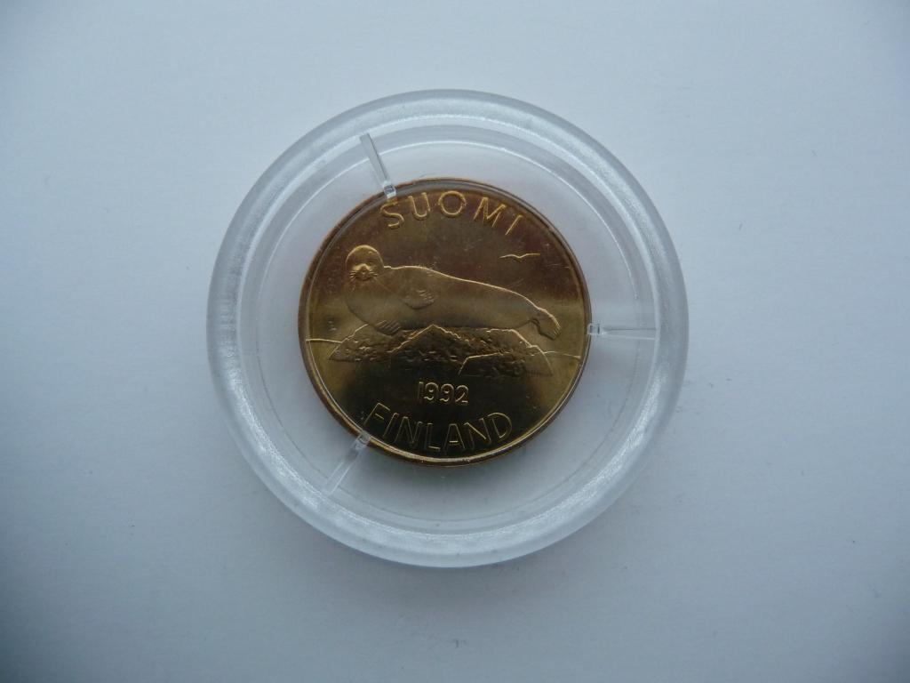 Финляндия : 5 марок 1992г.(М) "Кольчатая нерпа" в родной капсуле.UNC.