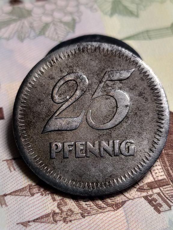 Германия нотгельд 25 пфеннинг 1919 город Mannheim