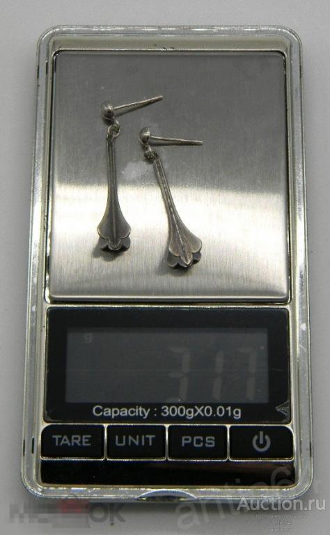 Серьги серебро 925 пробы СССР вес 3,17 гр 