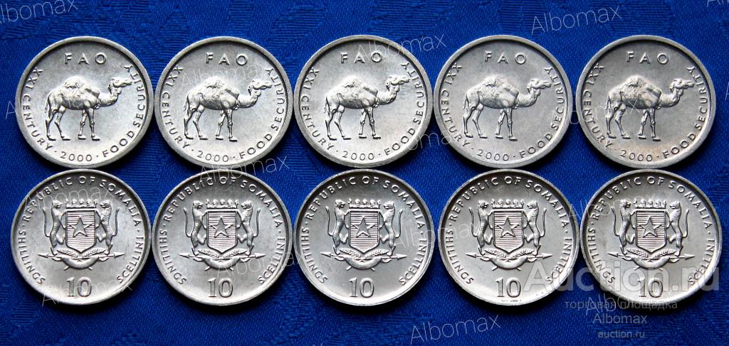 Сомали 10 шиллингов 2000г ФАО. Верблюд UNC Животные, Фауна