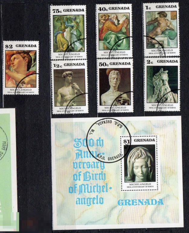 Гренада 1975 Искусство Живопись Микеланджело  500 лет 
