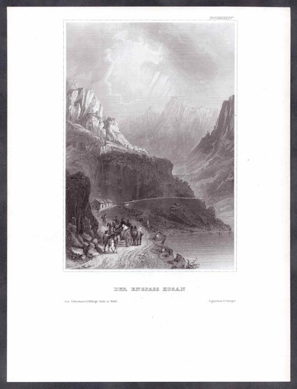 [Сербия] Вход в Казан на Дунае. Немецкая антикварная гравюра.