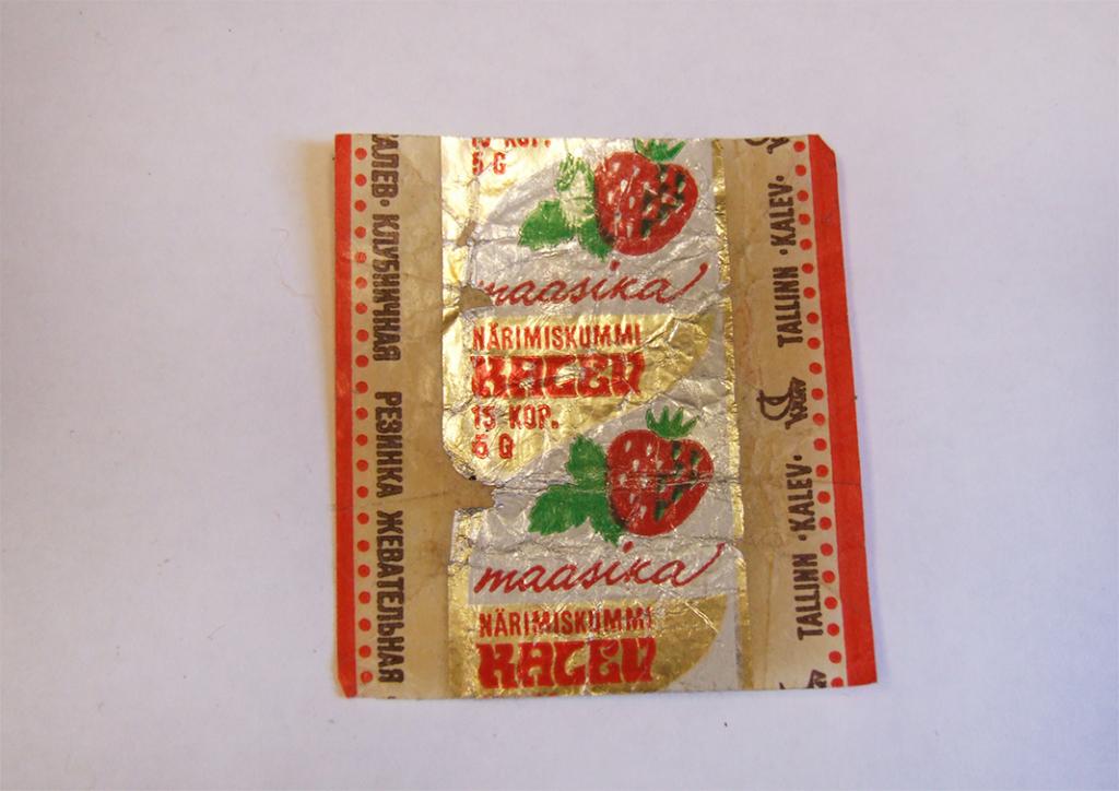 Этикетка фантик жвачка жевательная резинка КЛУБНИЧНАЯ фабрика Kalev ...