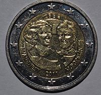 2 Евро 2011 год Бельгия 100 лет международному женскому дню
