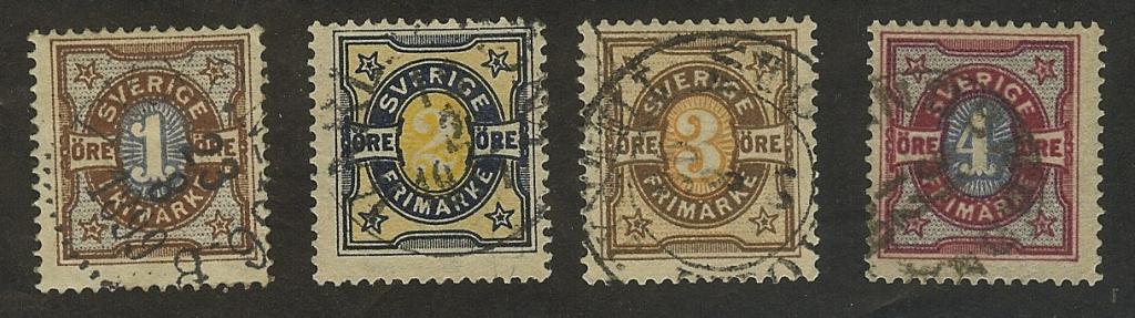 Швеция 1892 г.од MI № 50-53, РИСУНКИ ЦИФР-НОМИНАЛОВ,  гашеная
