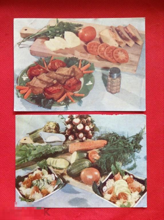 2 Открытки Лотом Рецепты Фото Лукаша Кухня Кулинария 1960, чистые тир. 25 000 